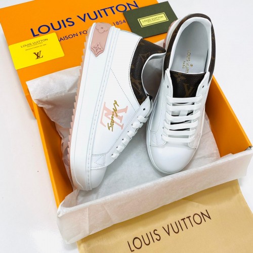 LOUİS VUİTTON TİME-OUT %100 HAKİKİ DERİ SNEAKER BEYAZ PUDRA